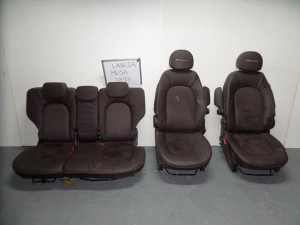 Lancia Musa 2008-2012 σέτ καθίσματα με airbag εμπρός-πίσω (κάθισμα) καφέ (δερμάτινα-τα εμπρός με τεμπέλη)  